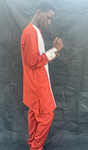 Boy's Red & White Long Sleeves  African Handwoven Shirt & Pants TossokoClothing